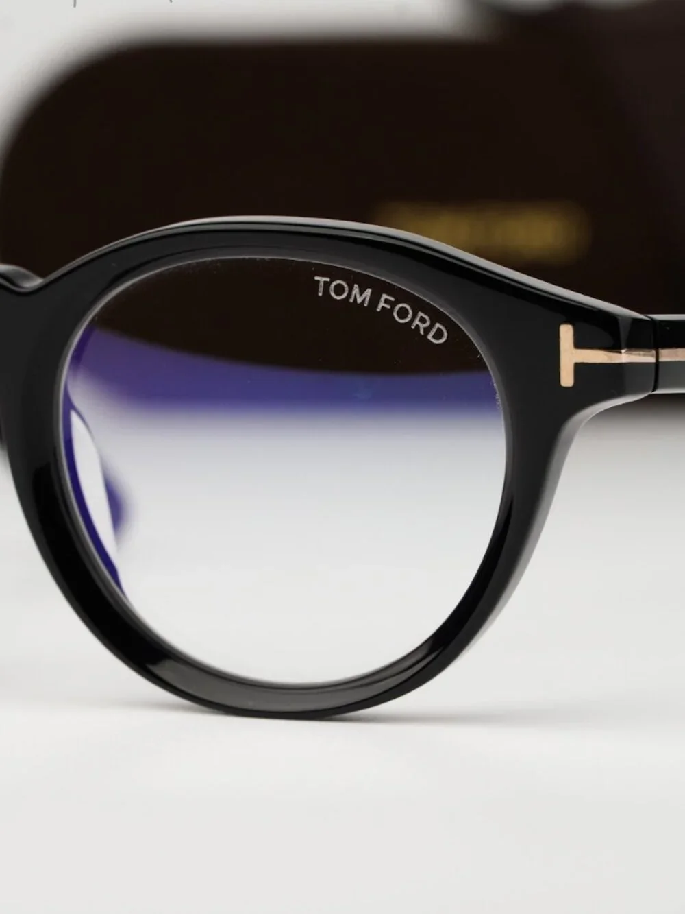 Tom Ford Women Eyeglasses Black Blue Block Round FT5931-D-B 001 NEW AUTHENTIC